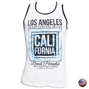 CALIFORNIA MEN LOS ANGELES WHITE TANK TOP S M L XL